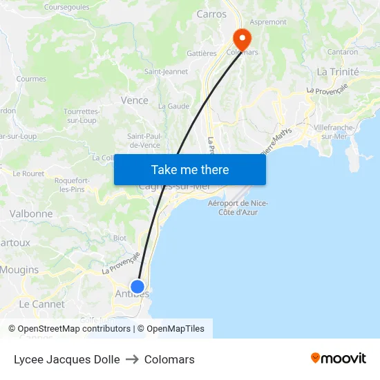 Lycee Jacques Dolle to Colomars map