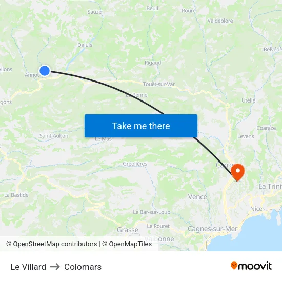 Le Villard to Colomars map