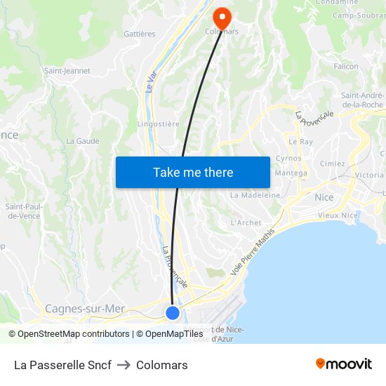 La Passerelle Sncf to Colomars map