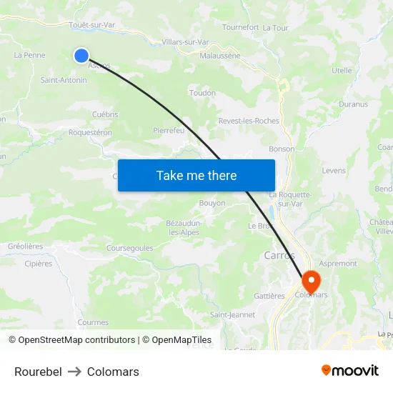 Rourebel to Colomars map
