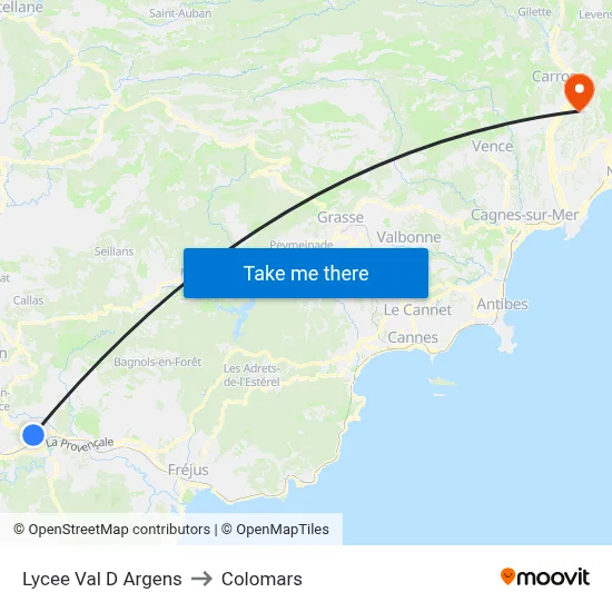 Lycee Val D Argens to Colomars map