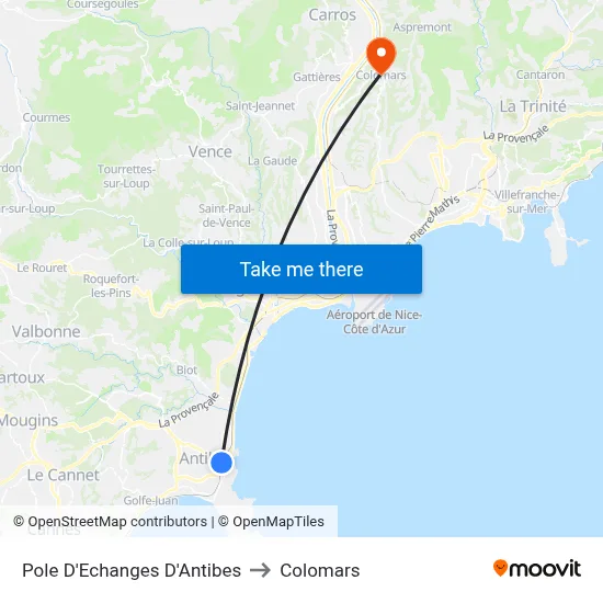 Pole D'Echanges D'Antibes to Colomars map