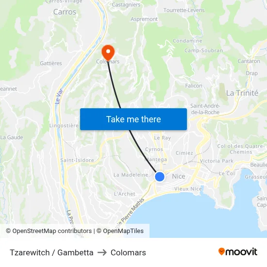 Tzarewitch / Gambetta to Colomars map
