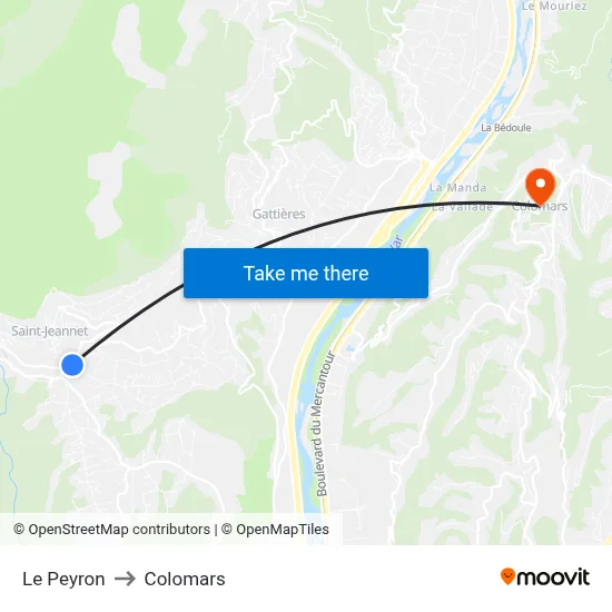 Le Peyron to Colomars map