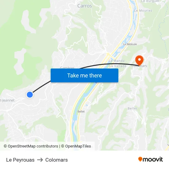 Le Peyrouas to Colomars map