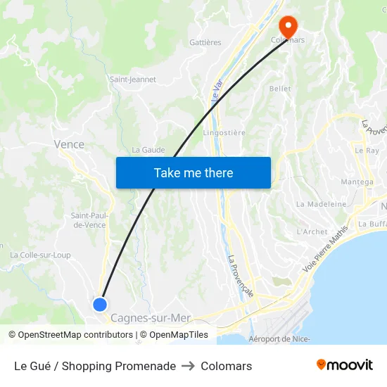 Le Gué / Shopping Promenade to Colomars map