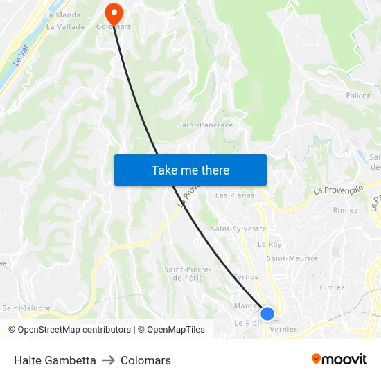 Halte Gambetta to Colomars map