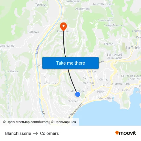 Blanchisserie to Colomars map