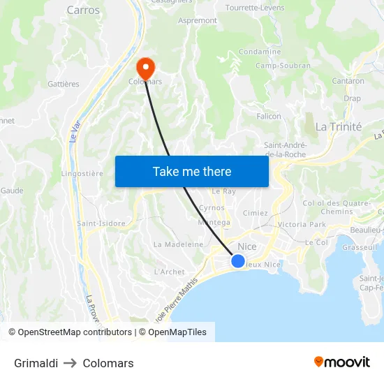 Grimaldi to Colomars map