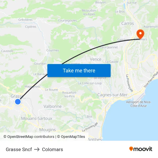 Grasse Sncf to Colomars map