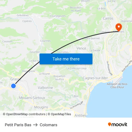 Petit Paris Bas to Colomars map