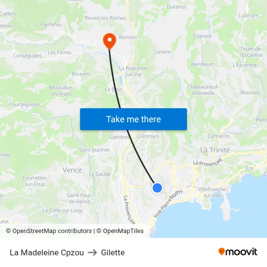 La Madeleine Cpzou to Gilette map
