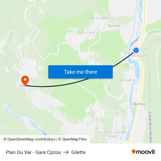 Plan Du Var - Gare Cpzou to Gilette map