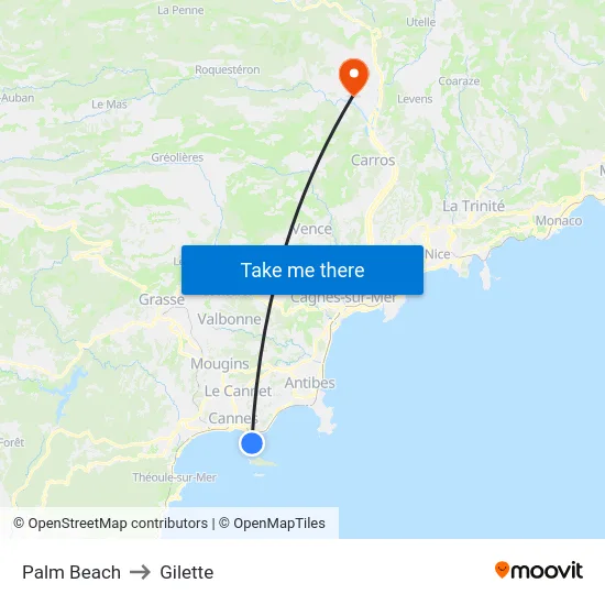 Palm Beach to Gilette map