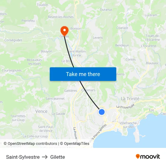 Saint-Sylvestre to Gilette map