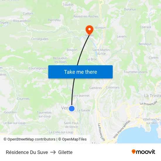 Résidence Du Suve to Gilette map