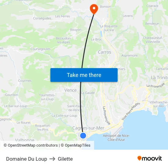 Domaine Du Loup to Gilette map