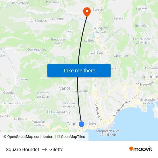 Square Bourdet to Gilette map