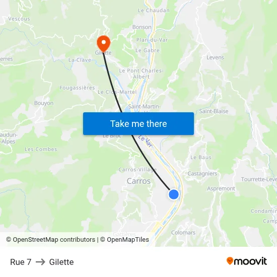 Rue 7 to Gilette map