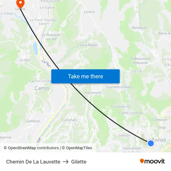 Chemin De La Lauvette to Gilette map