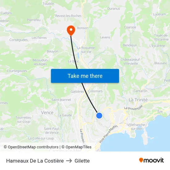 Hameaux De La Costière to Gilette map