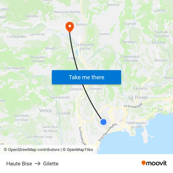 Haute Bise to Gilette map