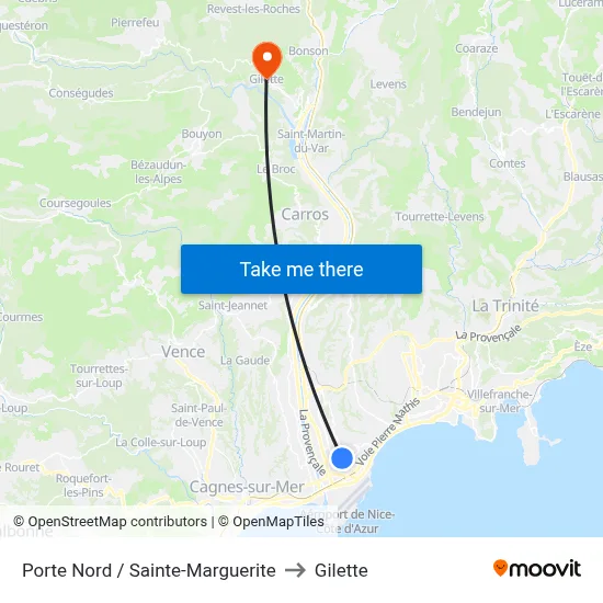 Porte Nord / Sainte-Marguerite to Gilette map