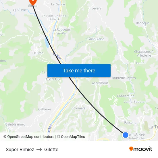 Super Rimiez to Gilette map