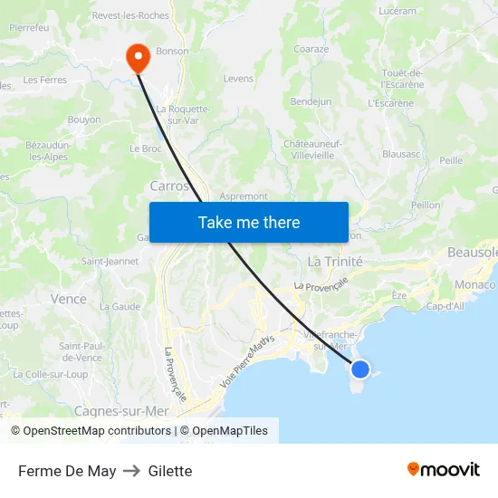 Ferme De May to Gilette map