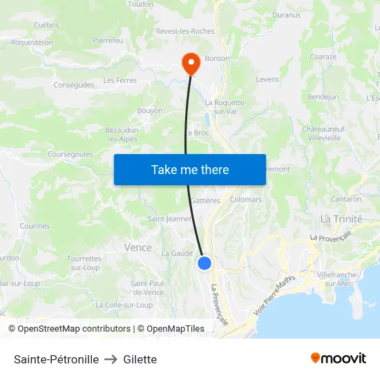 Sainte-Pétronille to Gilette map