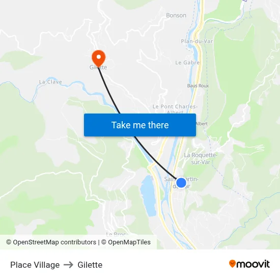 Place Village to Gilette map