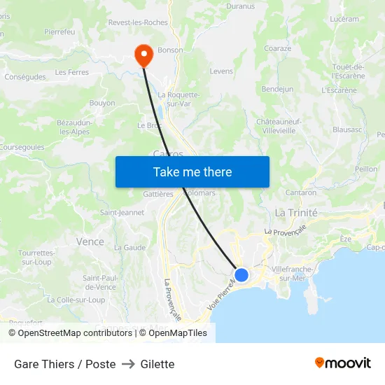 Gare Thiers / Poste to Gilette map