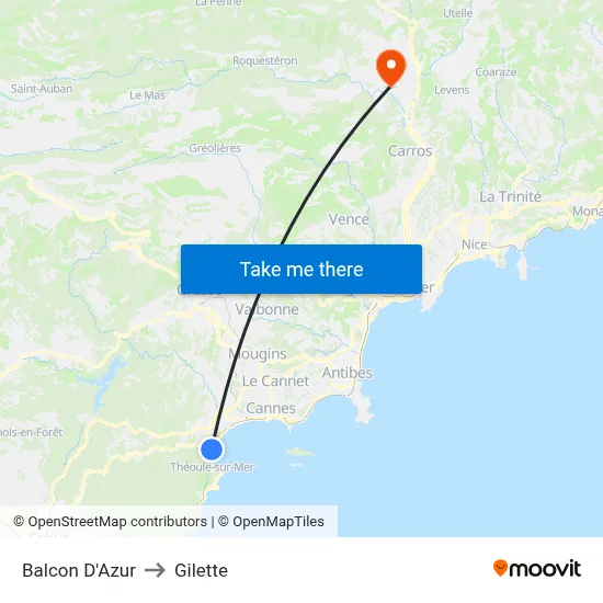 Balcon D'Azur to Gilette map