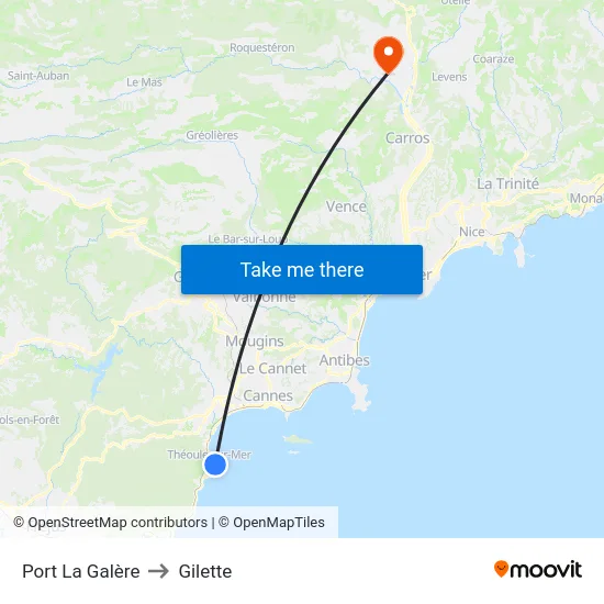Port La Galère to Gilette map