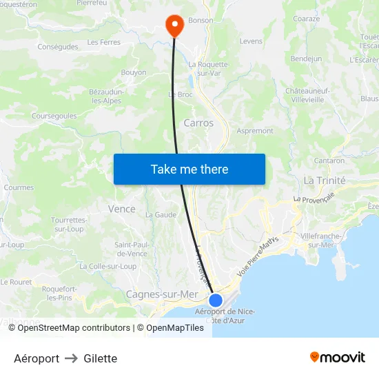 Aéroport to Gilette map