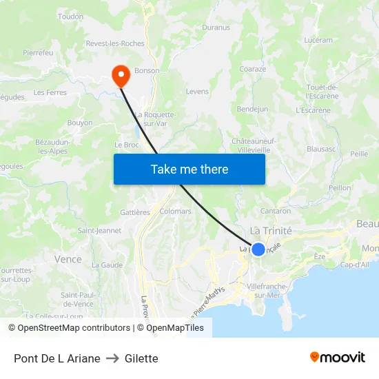 Pont De L Ariane to Gilette map