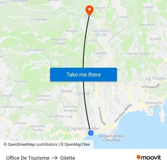 Office De Tourisme to Gilette map