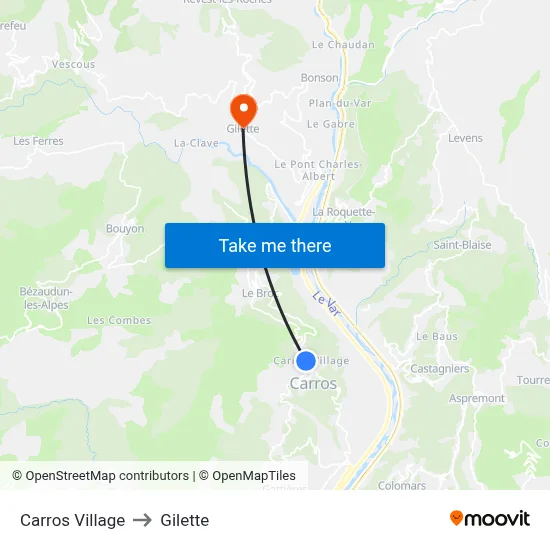 Carros Village to Gilette map