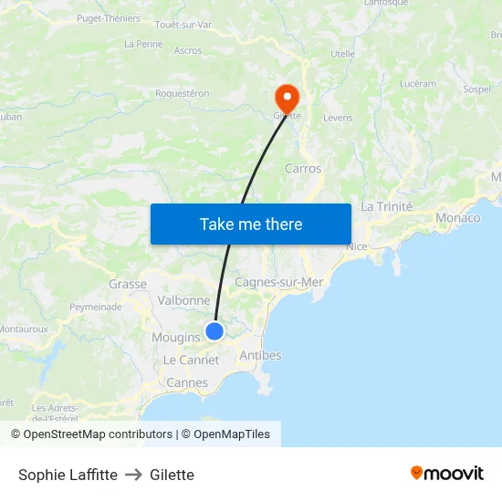 Sophie Laffitte to Gilette map