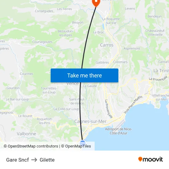 Gare Sncf to Gilette map