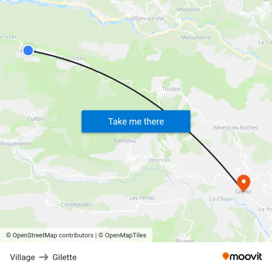 Village to Gilette map