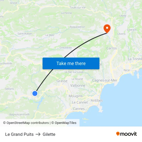 Le Grand Puits to Gilette map