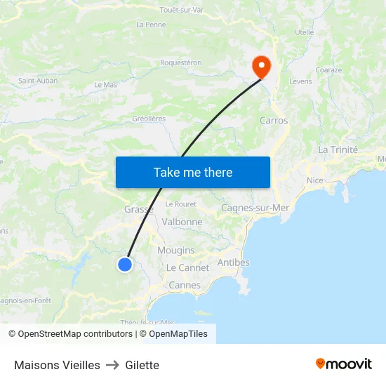 Maisons Vieilles to Gilette map