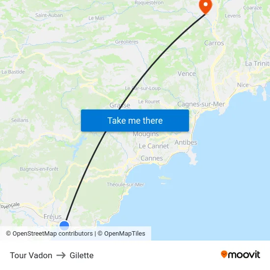 Tour Vadon to Gilette map