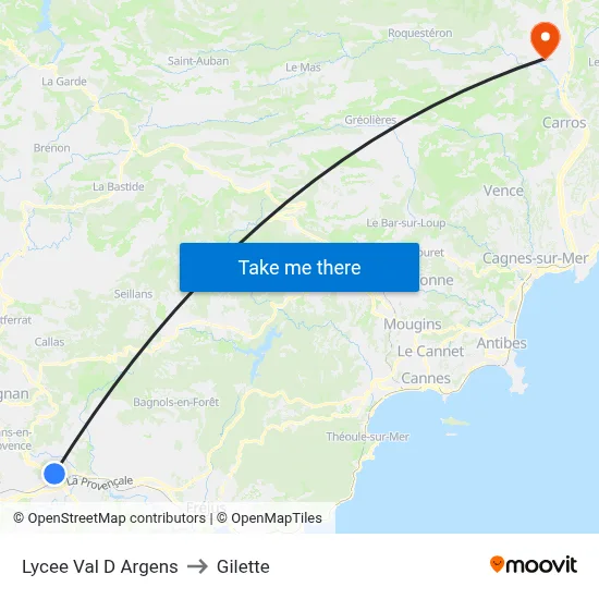 Lycee Val D Argens to Gilette map