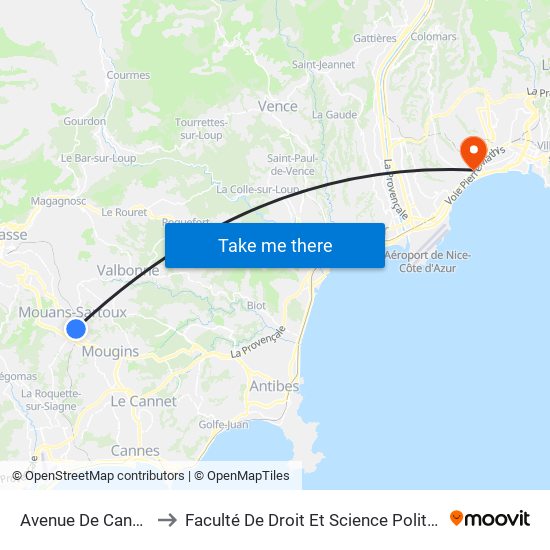 Avenue De Cannes to Faculté De Droit Et Science Politique map