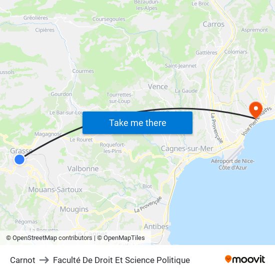 Carnot to Faculté De Droit Et Science Politique map