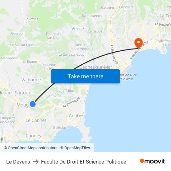 Le Devens to Faculté De Droit Et Science Politique map