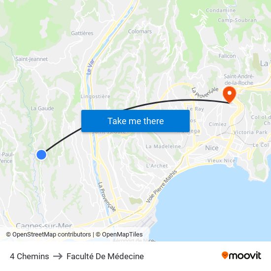 4 Chemins to Faculté De Médecine map
