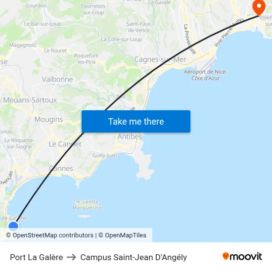 Port La Galère to Campus Saint-Jean D'Angély map